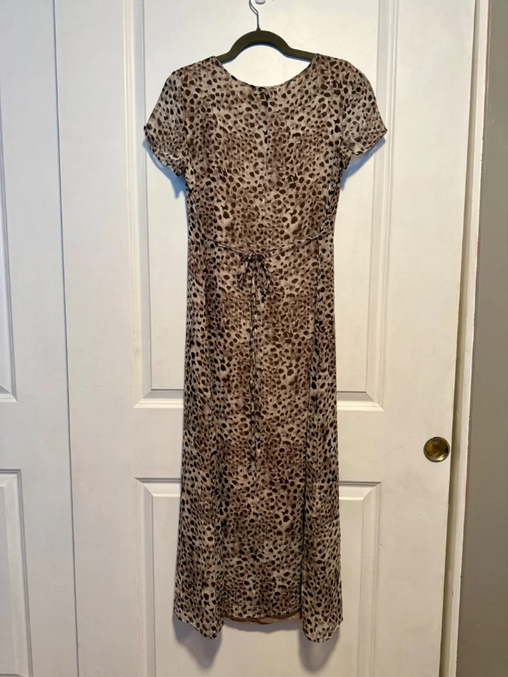 Vintage Robbie Bee 100% Silk Leopard Maxi‎ Dress Size 10